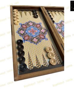 خرید تخته نرد ام دی اف طرح چوگان ابی