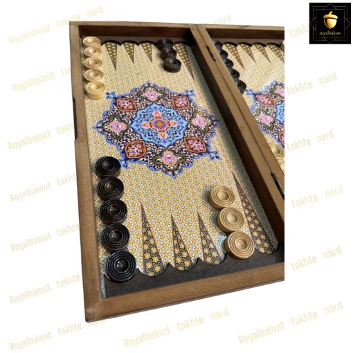 خرید تخته نرد ام دی اف طرح چوگان ابی