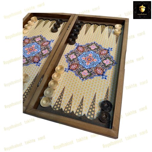 خرید تخته نرد ام دی اف طرح چوگان ابی