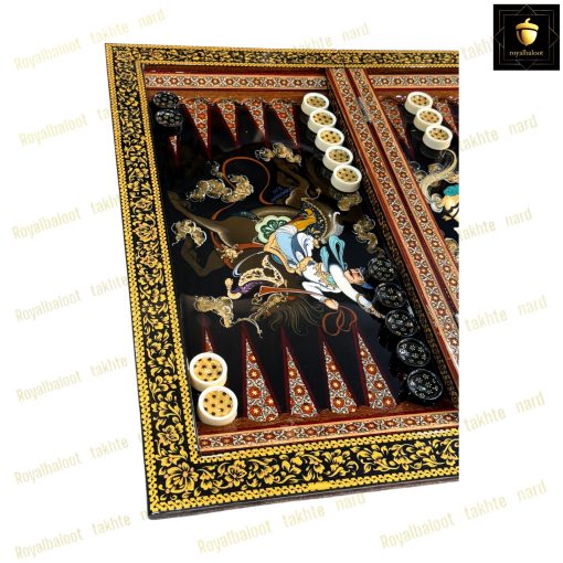 خرید تخته نرد خاتم شکار مشکی