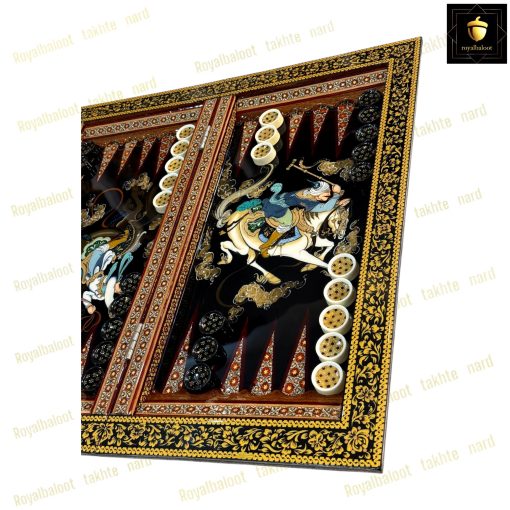 خرید تخته نرد خاتم شکار مشکی