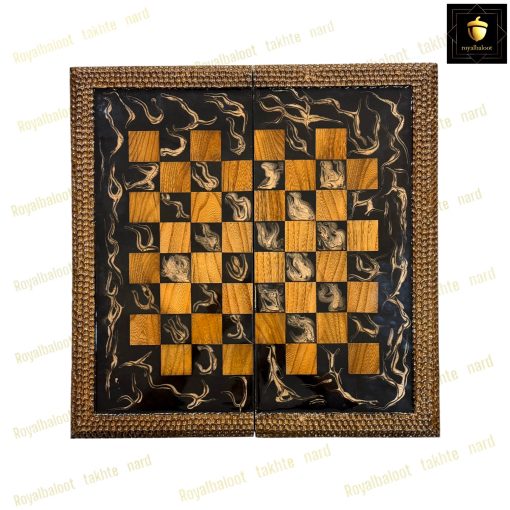 خرید تخته نرد گردو رزین منبت کد 321 - Image 2