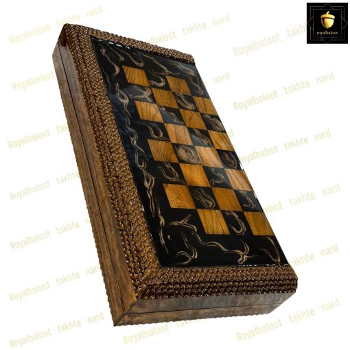 خرید تخته نرد گردو رزین منبت