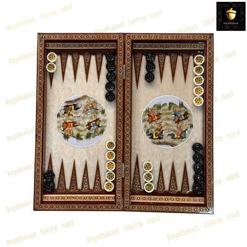 خرید تخته نرد خاتم شکار برجسته