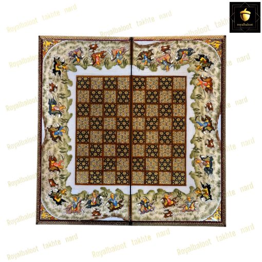 خرید تخته نرد خاتم شکار برجسته