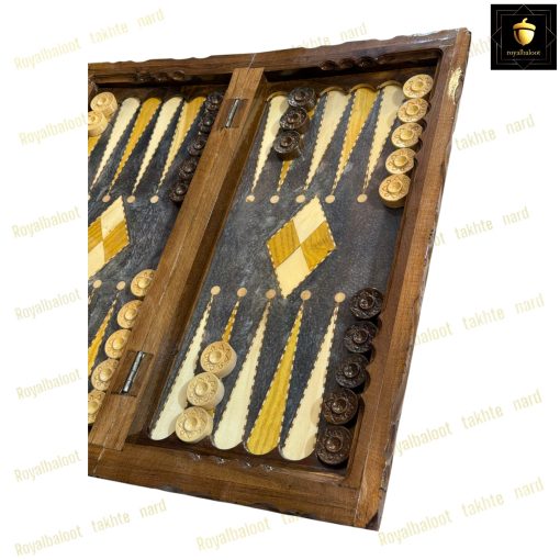 خرید تخته نرد گردو منبت رزین لوزی
