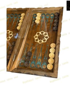 خرید تخته نرد گردو منبت رزین سبز