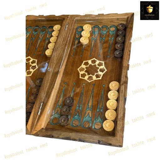 خرید تخته نرد گردو منبت رزین سبز