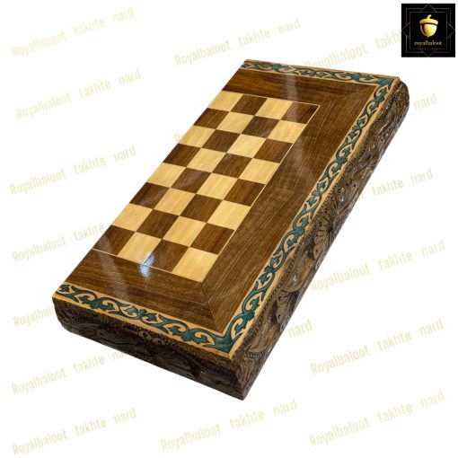 خرید تخته نرد گردو منبت رزین سبز