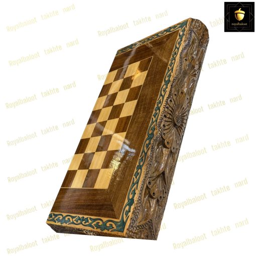 خرید تخته نرد گردو منبت رزین سبز