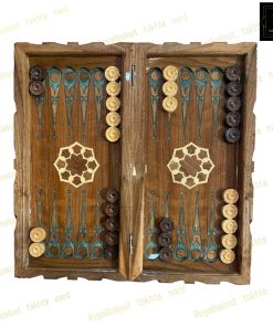 خرید تخته نرد گردو منبت رزین سبز