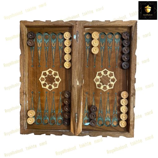 خرید تخته نرد گردو منبت رزین سبز