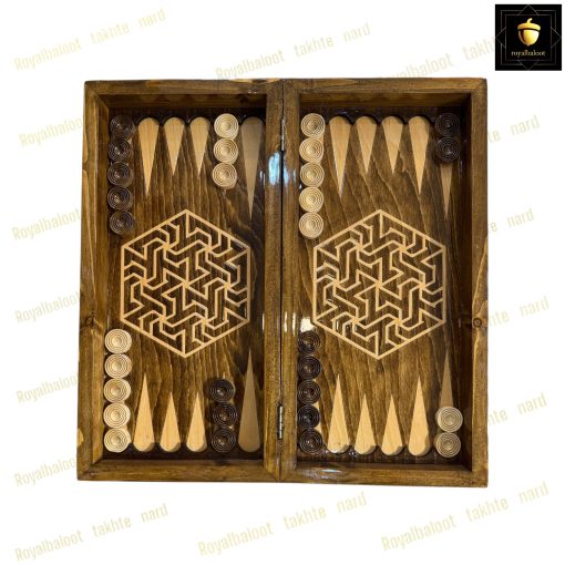 خرید تخته نرد راش معرق طرح کلونی