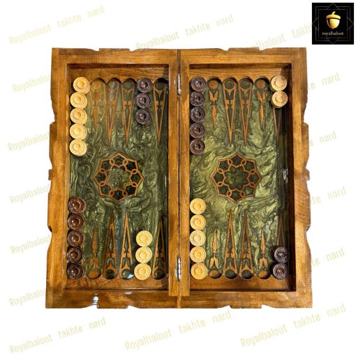خرید تخته نرد گردو رزین زمردی