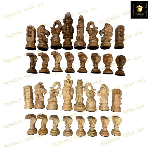 خرید مهره شطرنج چوب گردو منبت مار