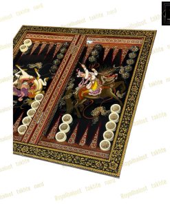 خرید تخته نرد خاتم نقاشی شکار سه بعدی