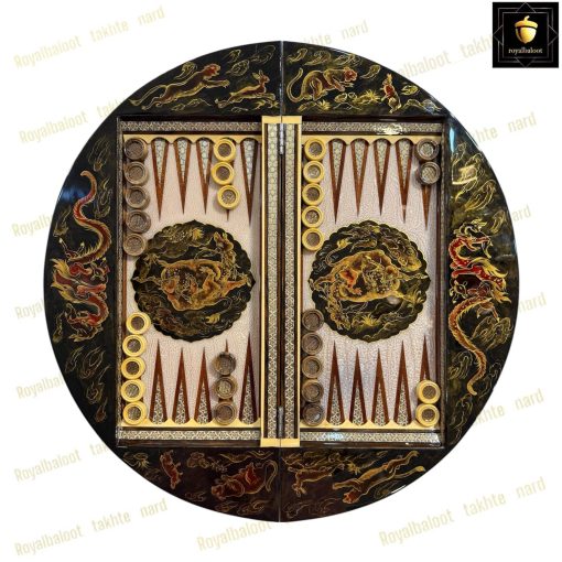 خرید تخته نرد خاتم نقاشی گرد 60 سانتی شاهکار