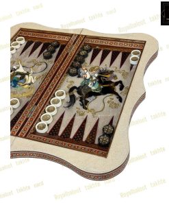 خرید تخته نرد خاتم نقاشی چوگان سه بعدی