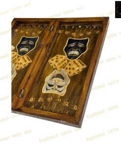 خرید تخته نرد چوب راش ماسک معرق 45 سانتی