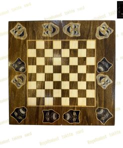 خرید تخته نرد چوب راش ماسک معرق 45 سانتی