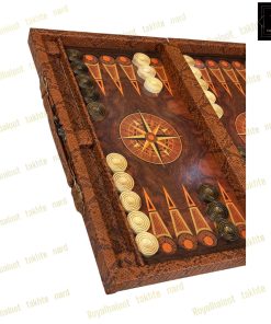 خرید تخته نرد قطب نما چرم قهوه ای