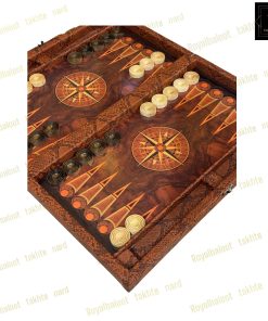 خرید تخته نرد قطب نما چرم قهوه ای