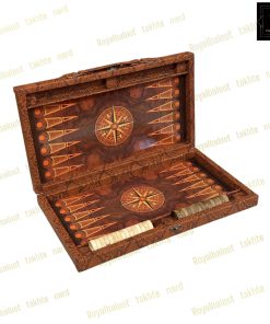 خرید تخته نرد قطب نما چرم قهوه ای