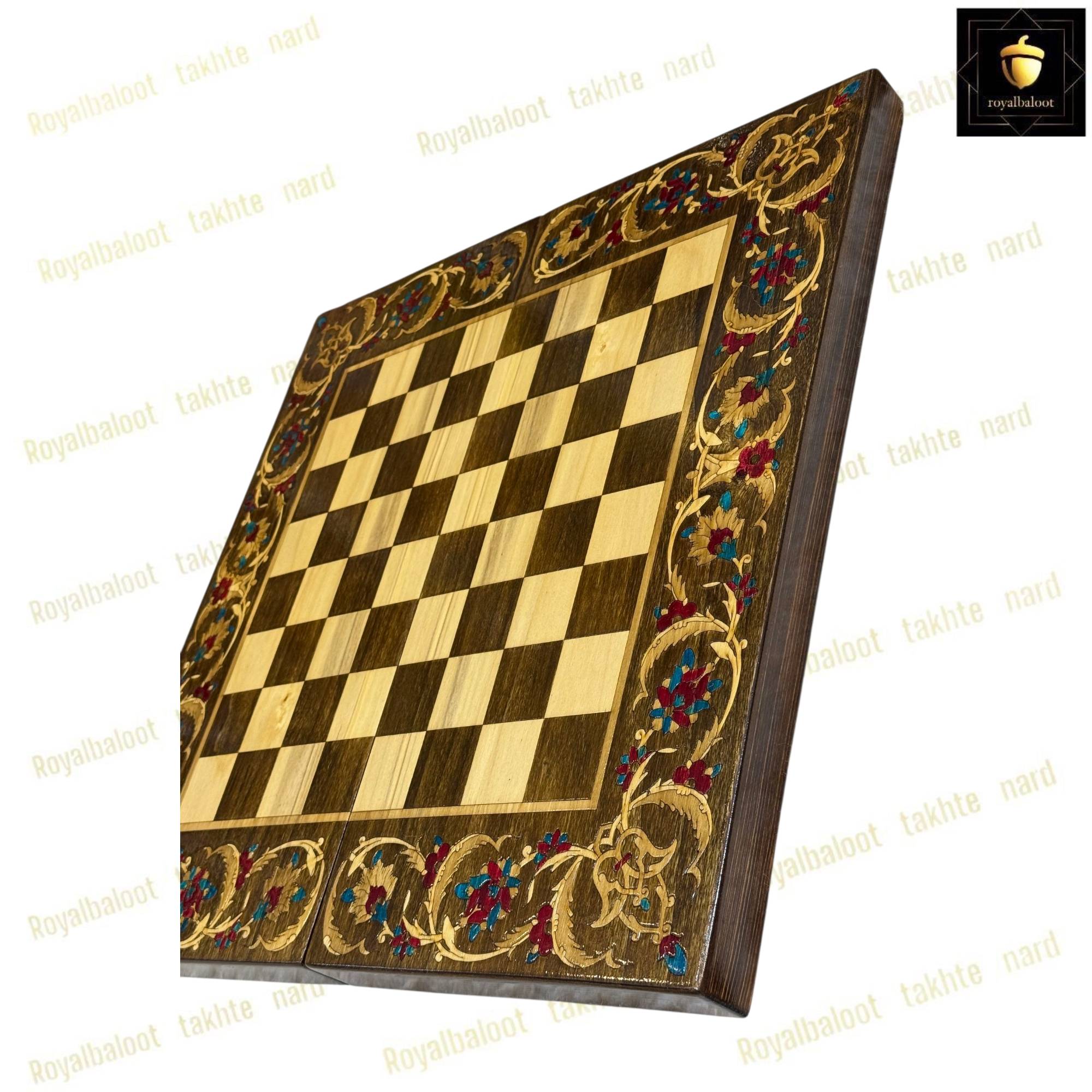 خرید تخته نرد چوب راش معرق اسلیمی فیروزه ای کد 443 خرید تخته نرد چوب راش معرق اسلیمی فیروزه ای