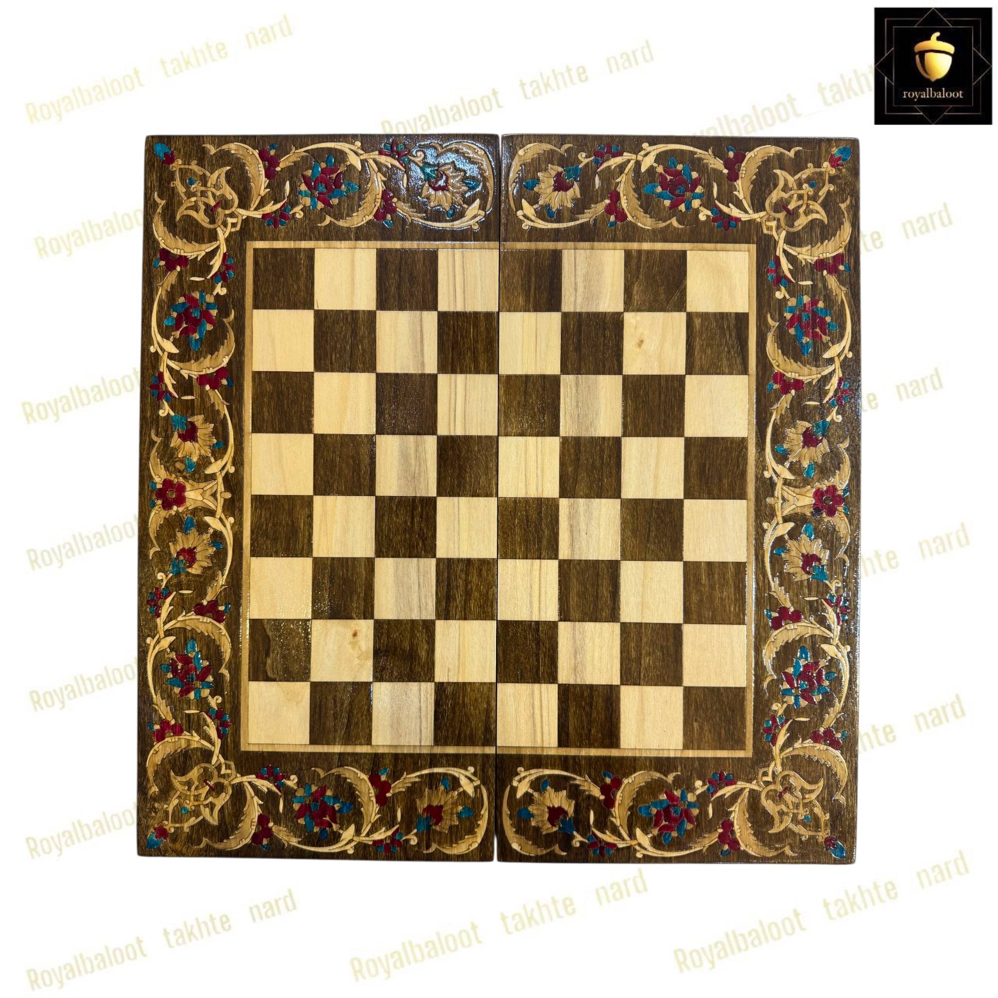 خرید تخته نرد چوب راش معرق اسلیمی فیروزه ای کد 443 خرید تخته نرد چوب راش معرق اسلیمی فیروزه ای