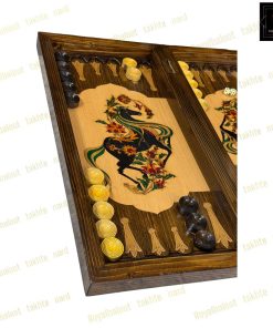 خرید تخته نرد چوب راش معرق اسب