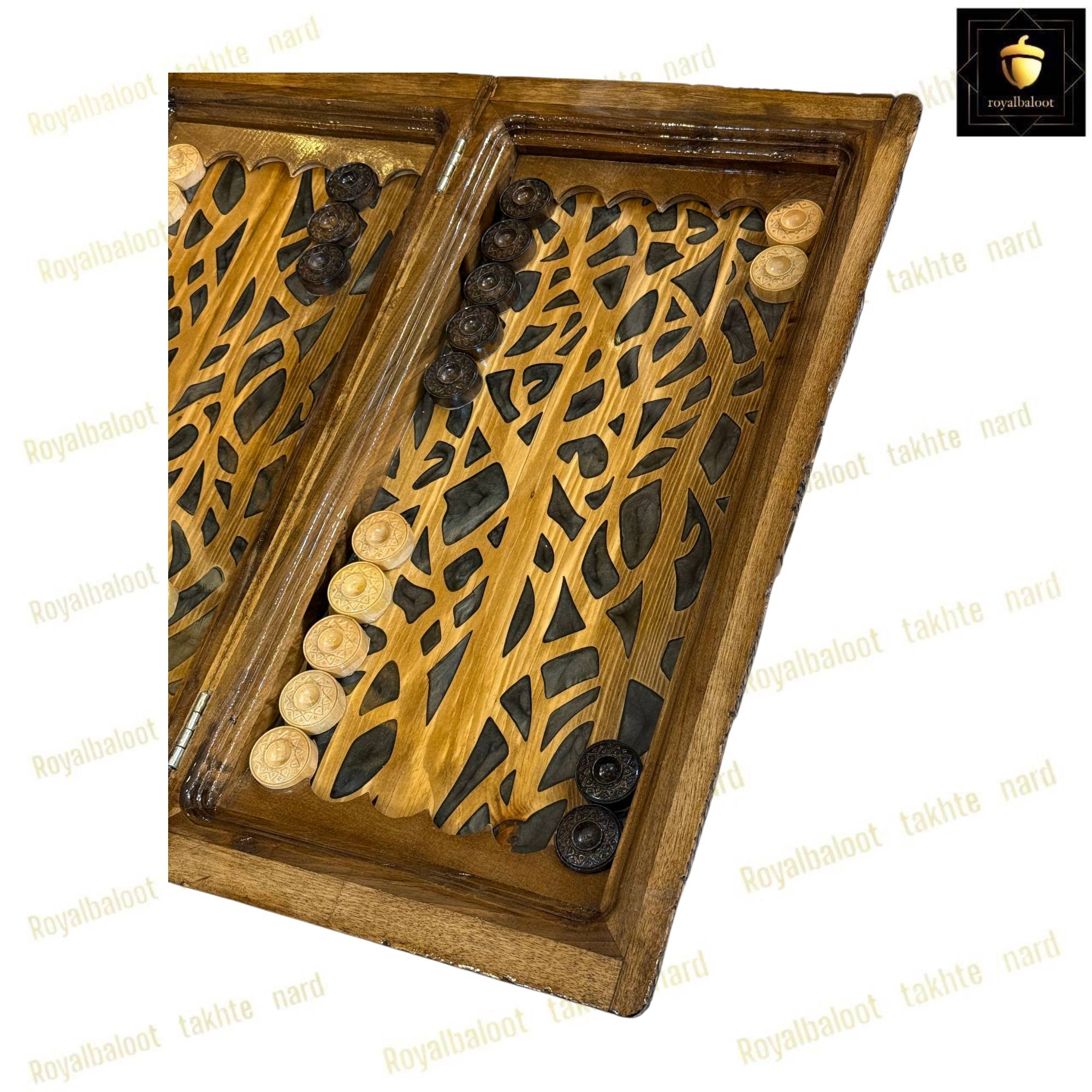 خرید تخته نرد گردو رزین درخت خاکستری کد 449 خرید تخته نرد گردو رزین درخت خاکستری