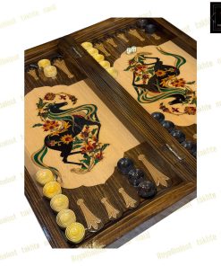 خرید تخته نرد چوب راش معرق اسب