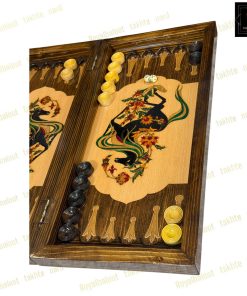 خرید تخته نرد چوب راش معرق اسب