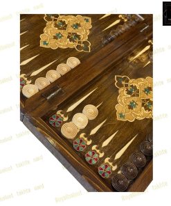 خرید تخته نرد چوب راش معرق سنتی فیروزه ای