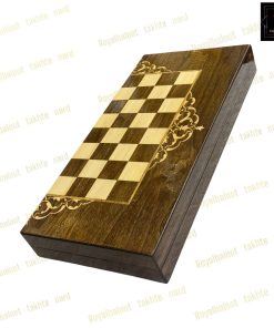 خرید تخته نرد چوب راش معرق سنتی فیروزه ای