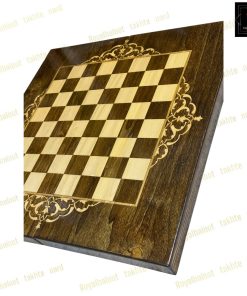 خرید تخته نرد چوب راش معرق سنتی فیروزه ای