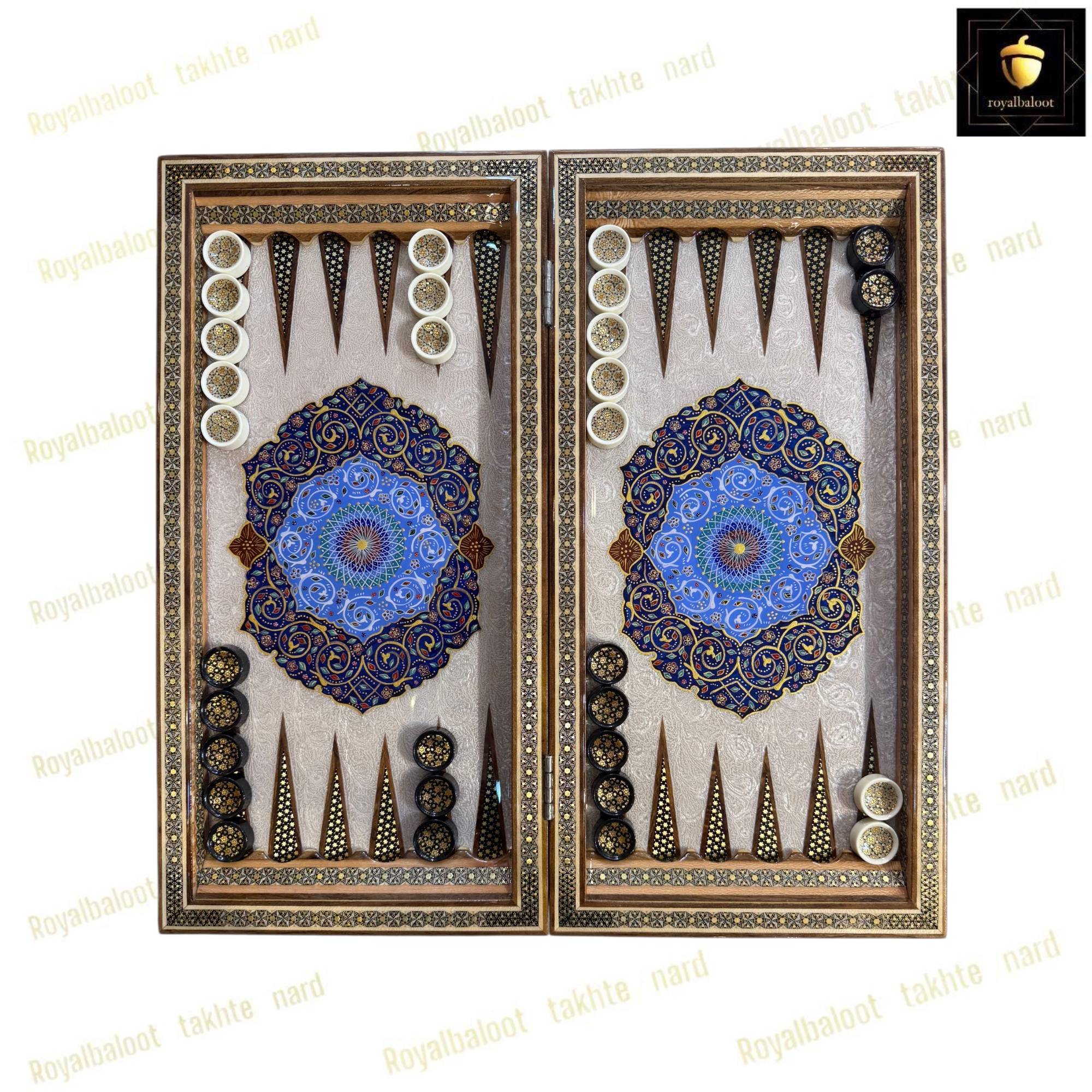 خرید تخته نرد خاتم نقاشی تذهیب سنتی کد 462 خرید تخته نرد خاتم نقاشی تذهیب سنتی