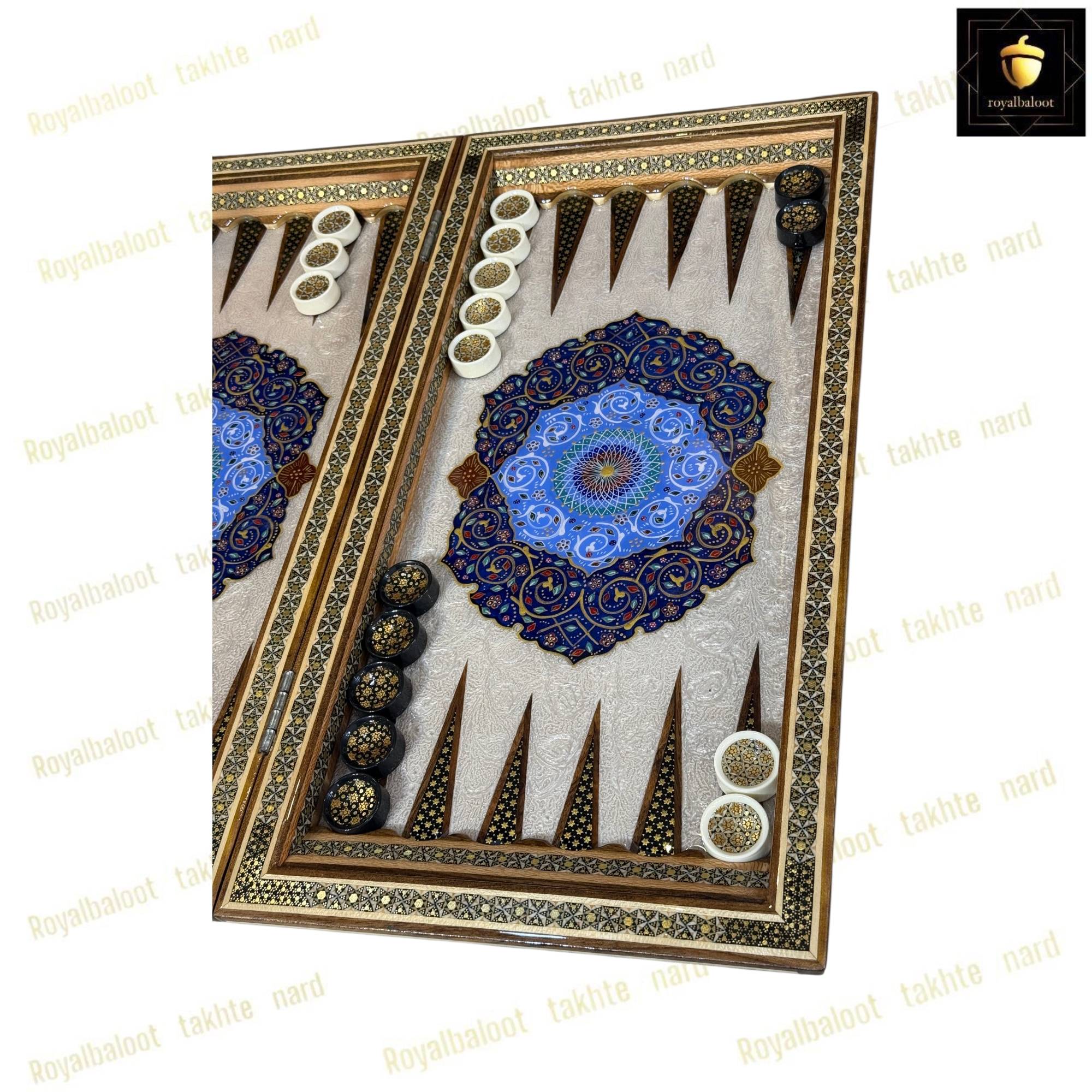 خرید تخته نرد خاتم نقاشی تذهیب سنتی کد 462 خرید تخته نرد خاتم نقاشی تذهیب سنتی