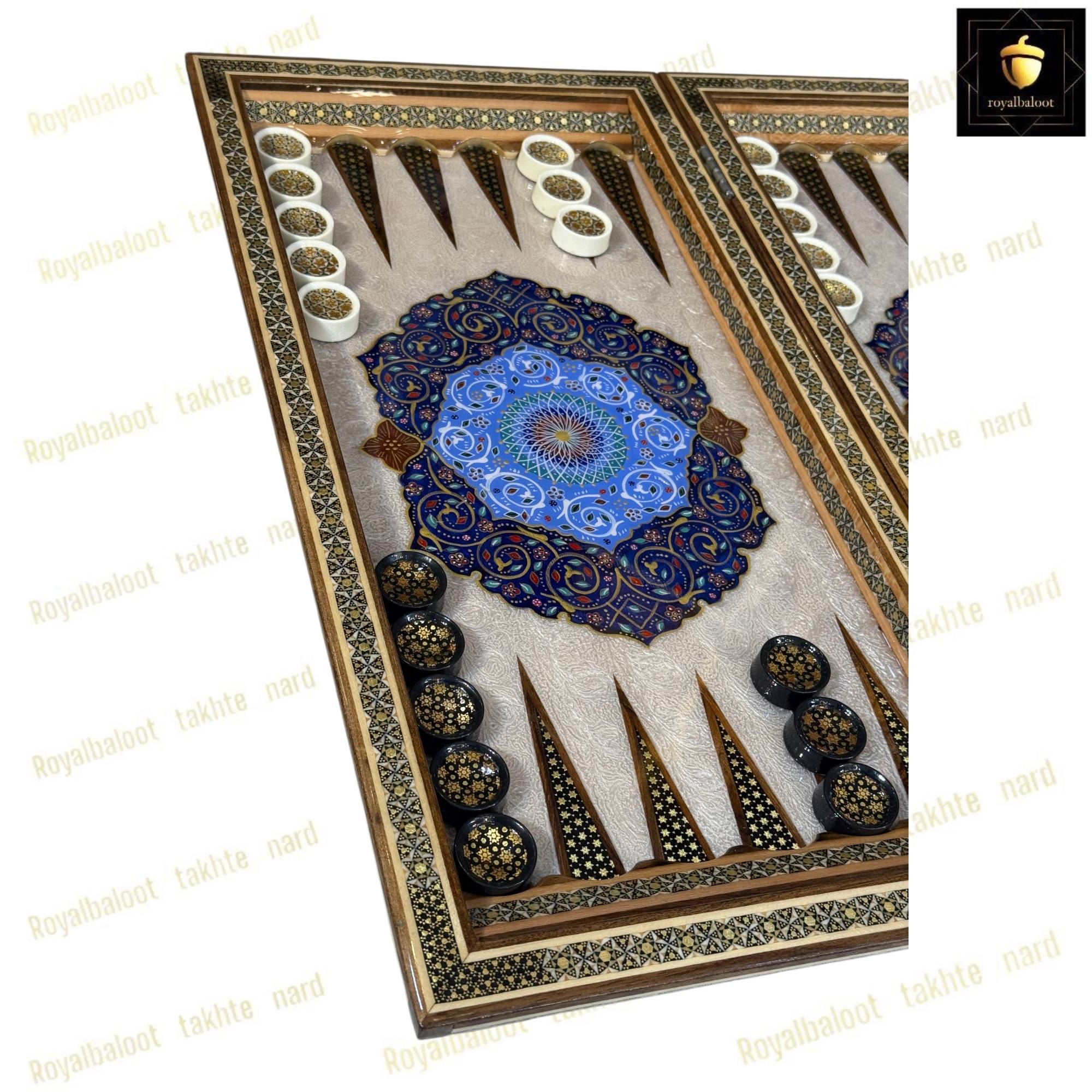 خرید تخته نرد خاتم نقاشی تذهیب سنتی کد 462 خرید تخته نرد خاتم نقاشی تذهیب سنتی