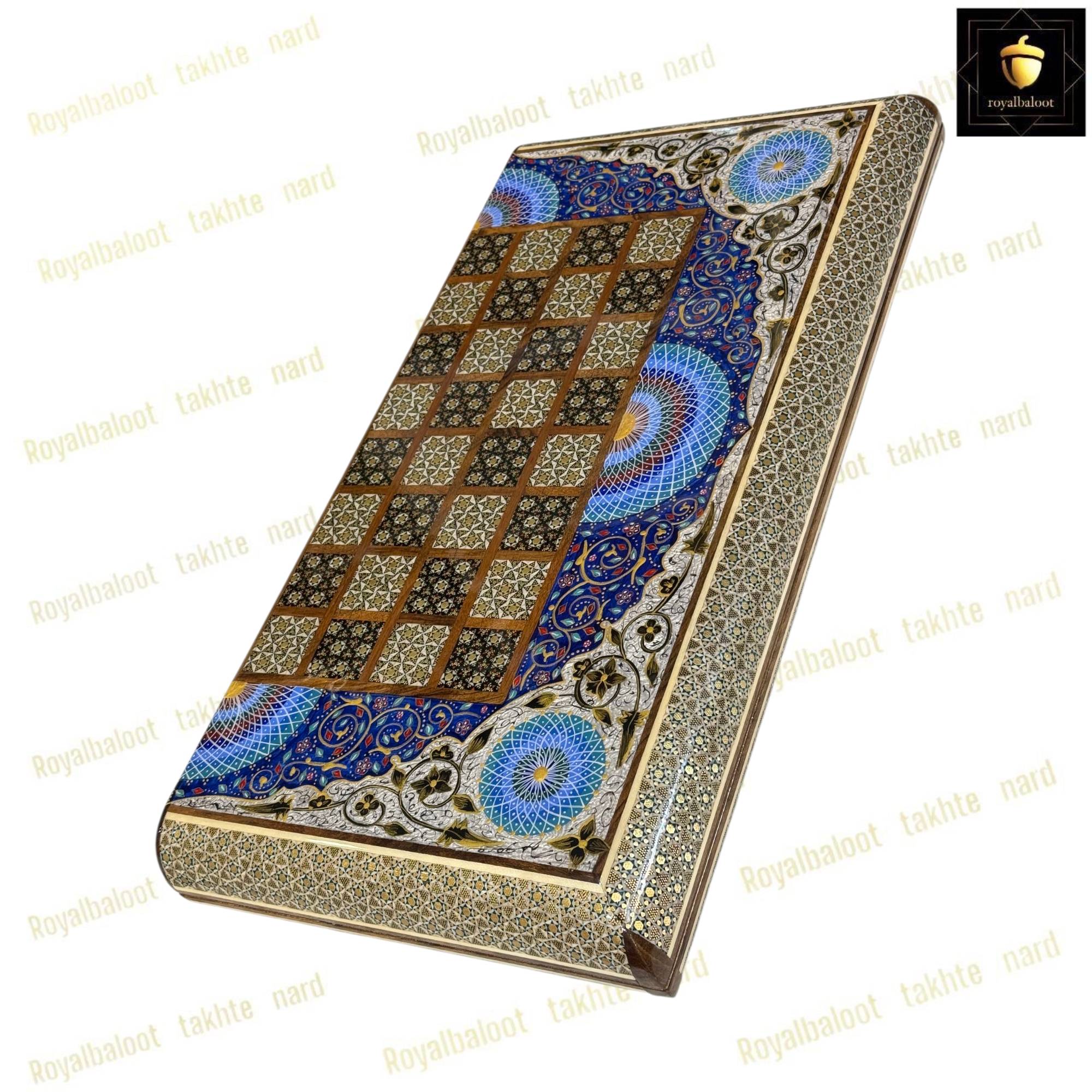 خرید تخته نرد خاتم نقاشی تذهیب سنتی کد 462 خرید تخته نرد خاتم نقاشی تذهیب سنتی