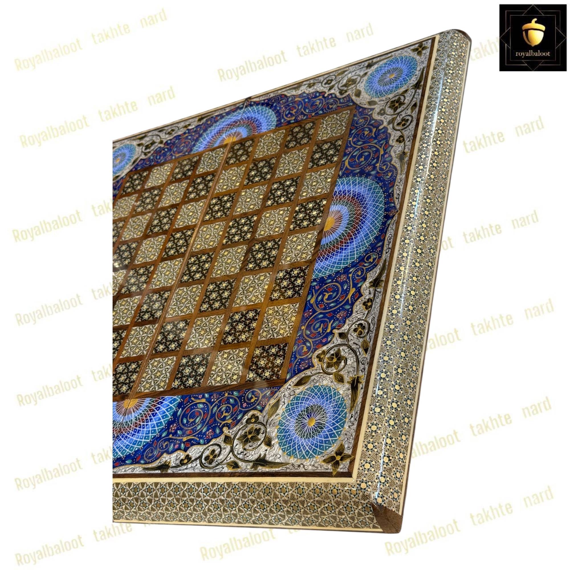 خرید تخته نرد خاتم نقاشی تذهیب سنتی کد 462 خرید تخته نرد خاتم نقاشی تذهیب سنتی