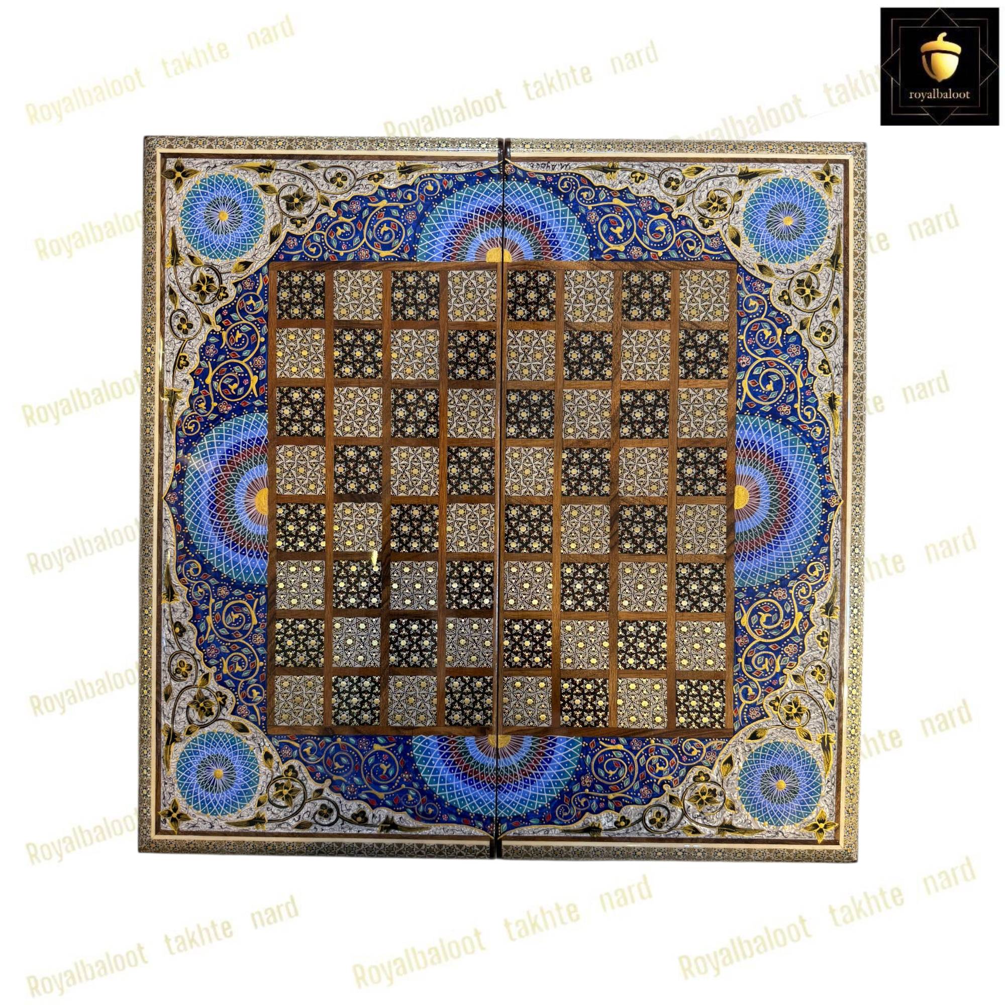 خرید تخته نرد خاتم نقاشی تذهیب سنتی کد 462 خرید تخته نرد خاتم نقاشی تذهیب سنتی