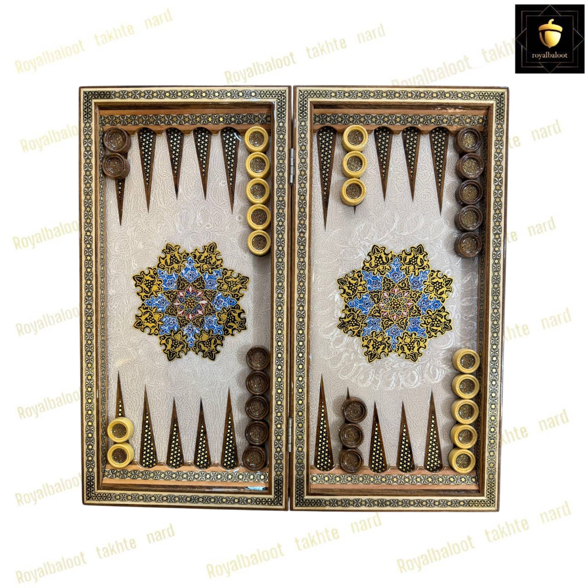 خرید تخته نرد خاتم نقاشی تذهیب هفت رنگ کد 456 خرید تخته نرد خاتم نقاشی تذهیب هفت رنگ