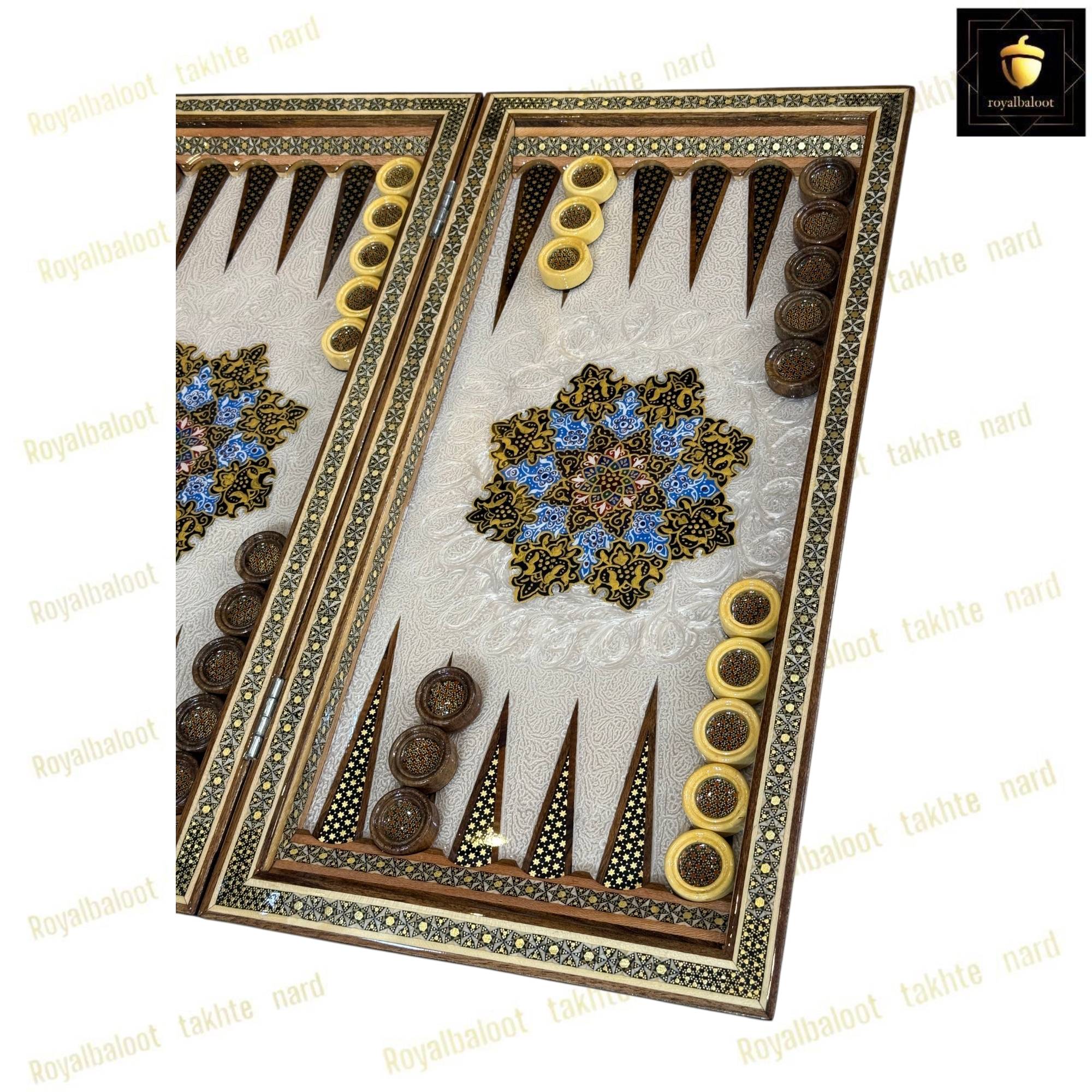 خرید تخته نرد خاتم نقاشی تذهیب هفت رنگ کد 456 خرید تخته نرد خاتم نقاشی تذهیب هفت رنگ کد