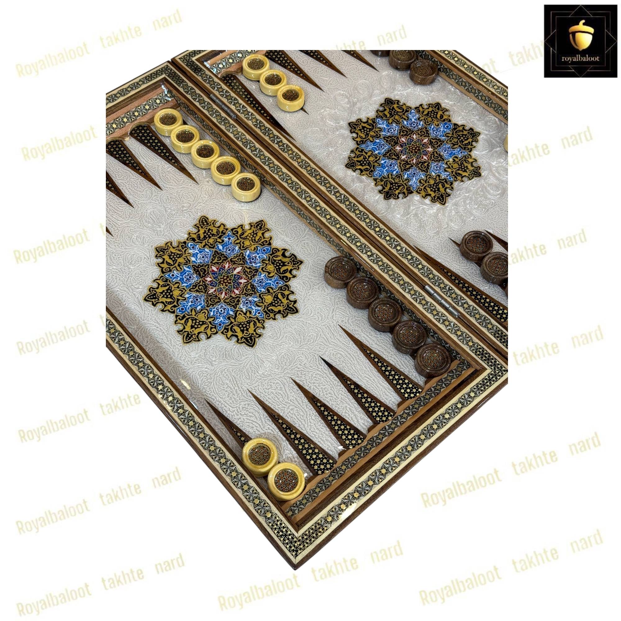 خرید تخته نرد خاتم نقاشی تذهیب هفت رنگ کد 456 خرید تخته نرد خاتم نقاشی تذهیب هفت رنگ