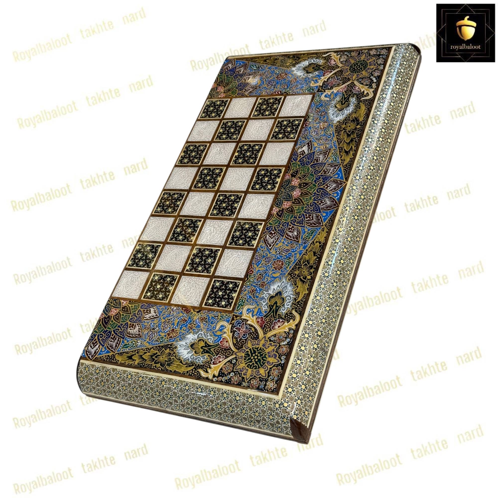 خرید تخته نرد خاتم نقاشی تذهیب هفت رنگ کد 456 خرید تخته نرد خاتم نقاشی تذهیب هفت رنگ