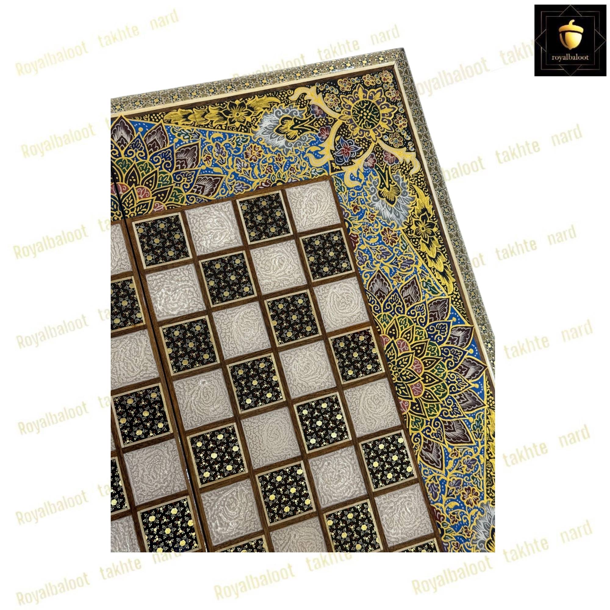 خرید تخته نرد خاتم نقاشی تذهیب هفت رنگ کد 456 خرید تخته نرد خاتم نقاشی تذهیب هفت رنگ