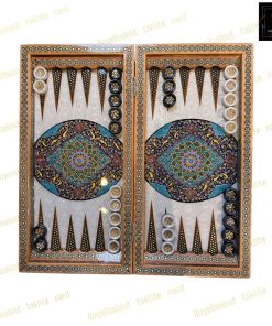 خرید تخته نرد خاتم نقاشی تذهیب فیروزه ای اصیل