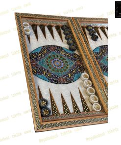 خرید تخته نرد خاتم نقاشی تذهیب فیروزه ای اصیل