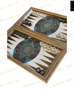خرید تخته نرد خاتم نقاشی تذهیب فیروزه ای اصیل